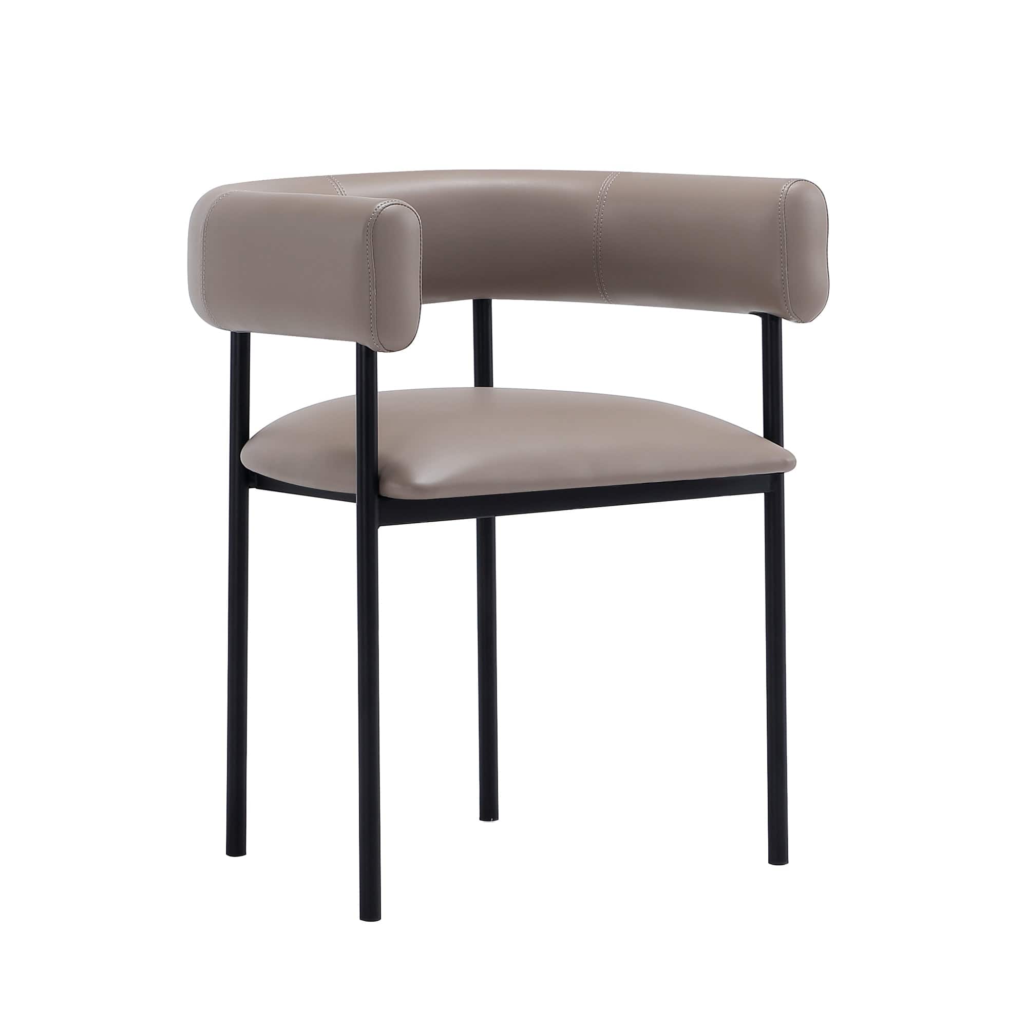 Manhattan Comfort - Onda Contemporary Metal Vegan Leather Dining Chair - Taupe