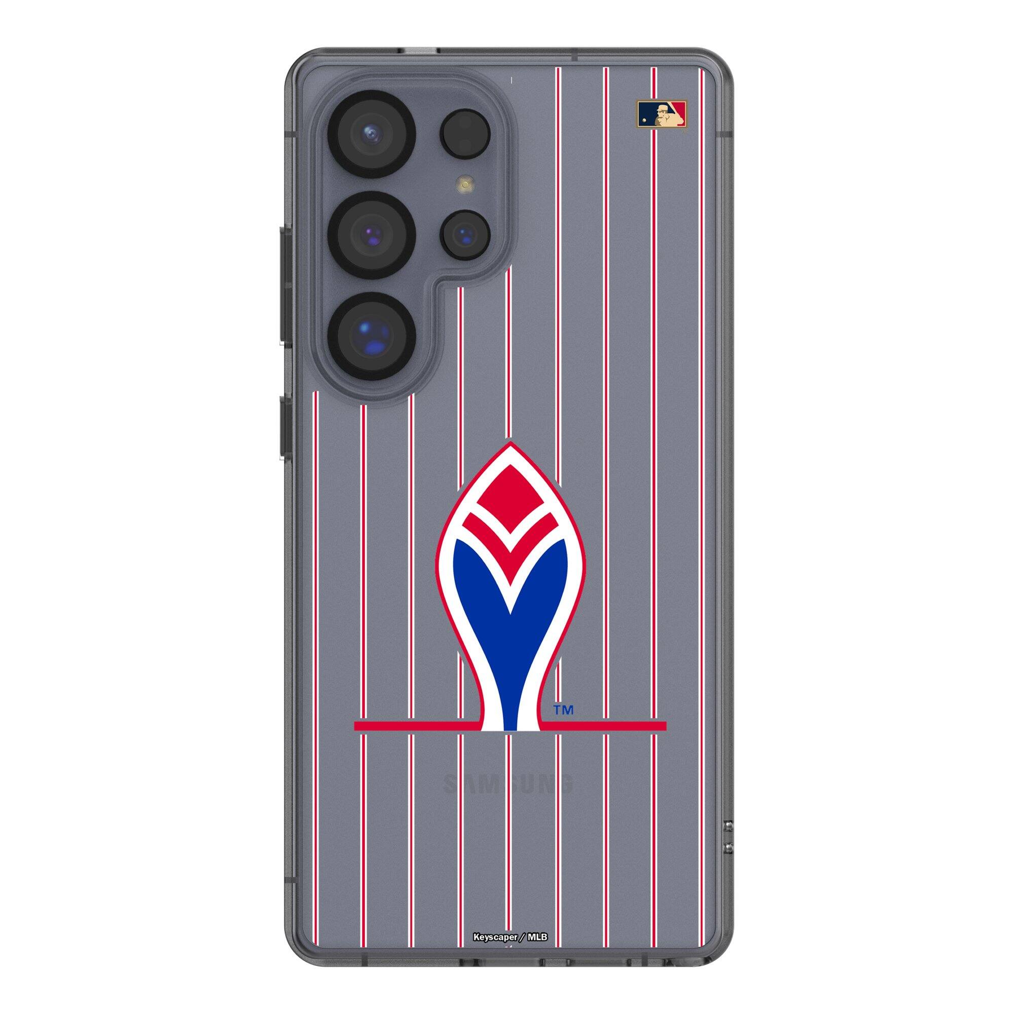 Front. Keyscaper - Atlanta Braves Cooperstown Galaxy Clear Case - S22 Plus - Multicolor.