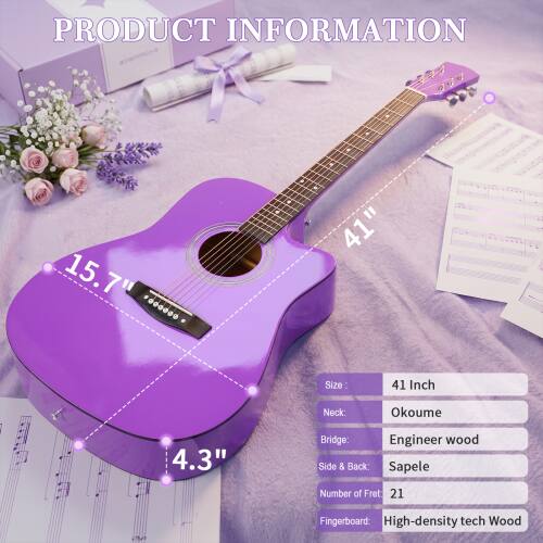 PRODUCT INFORMATION

019m203-9

15.7" ..d.. 41" 

Size: 41 Inch  
Neck: Okoume  
Bridge: Engineer wood  
Side & Back: Sapele  
Number of Fret: 21  
Fingerboard: High-density tech Wood