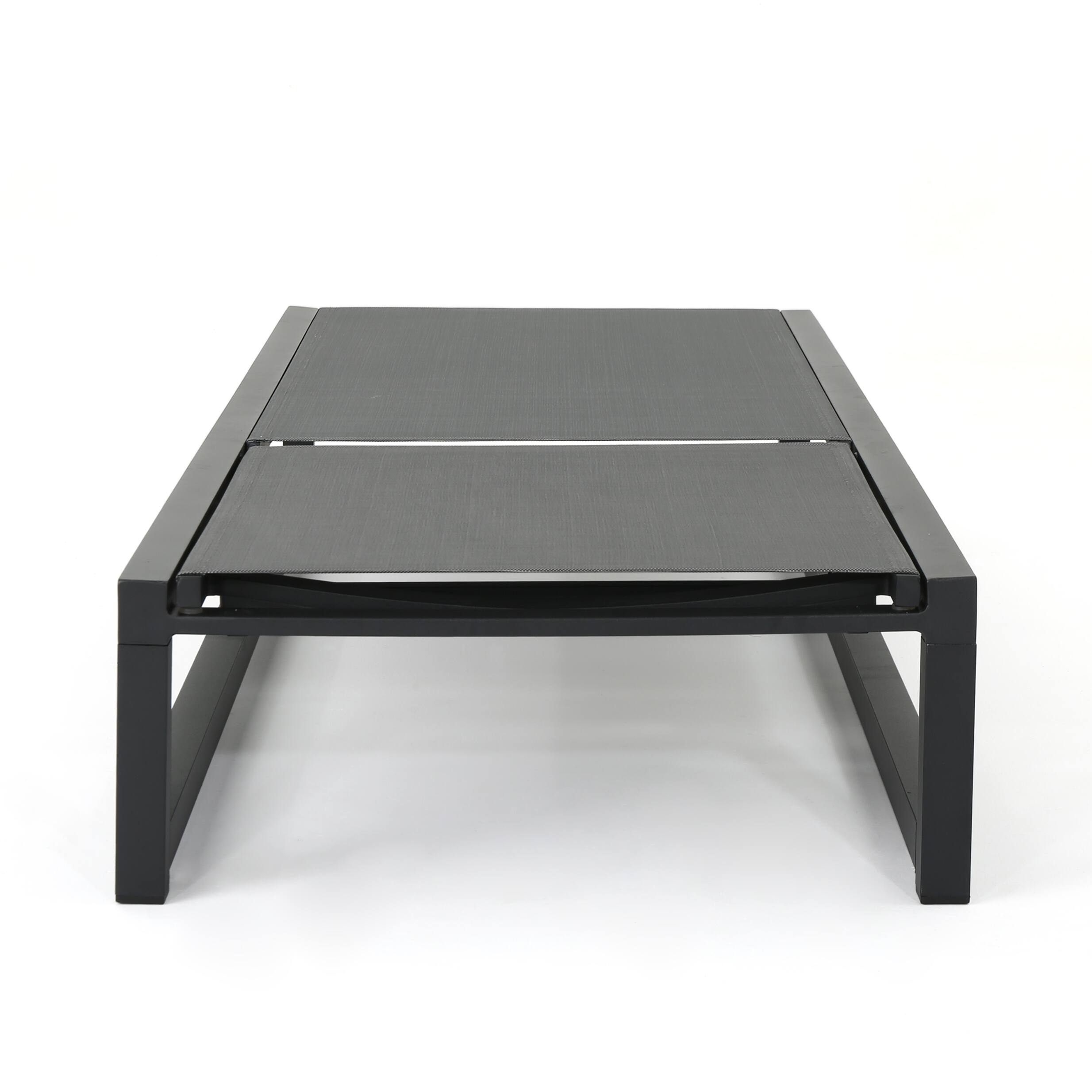 Alt View 2. Mondawe - Set of 2  Adjustable Aluminum Frame Mesh Chaise Lounge Set - Grey.