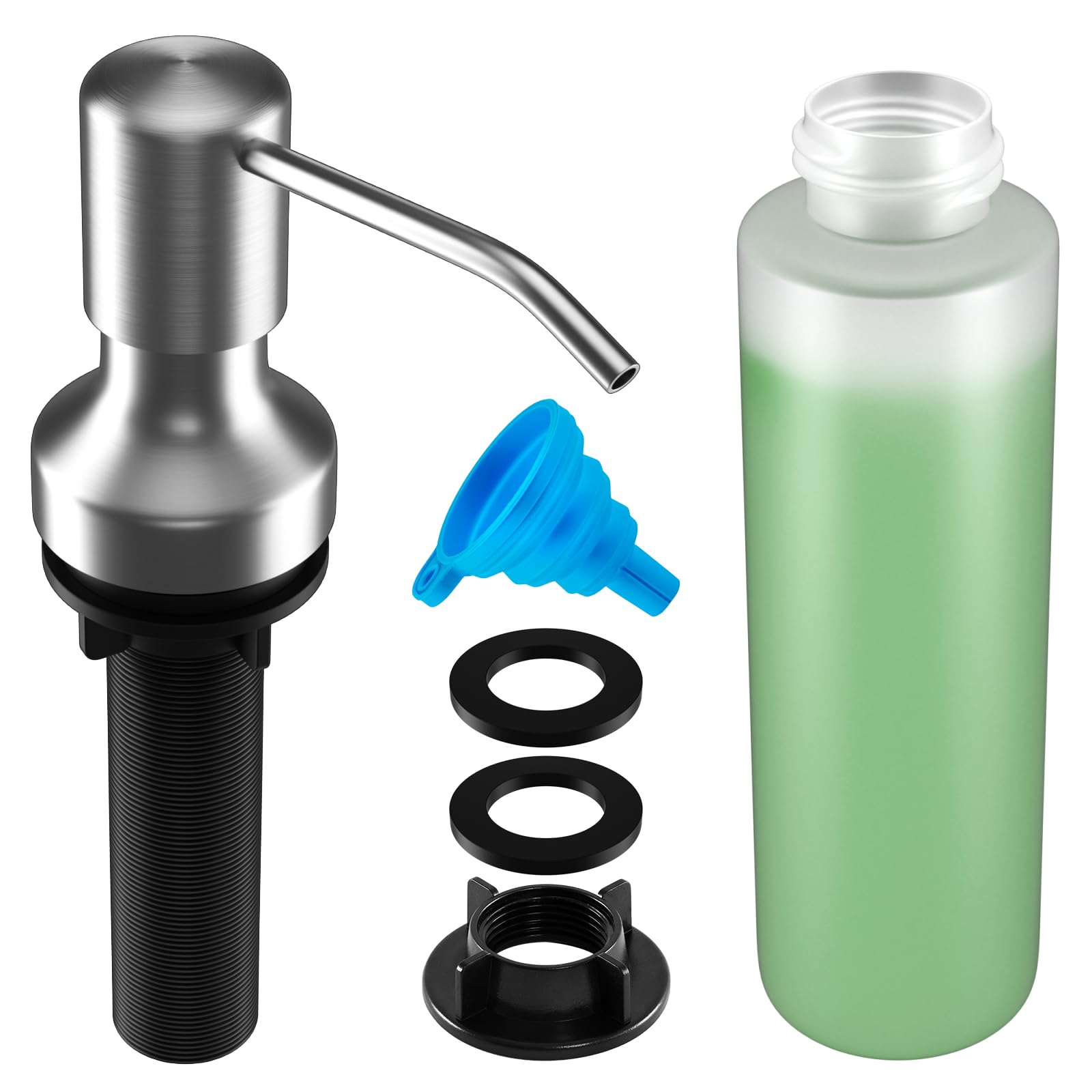 Alt View 1. Dapper Styles - Soap Dispenser For Kitchen Sink With Bottle Refill From The Top Bar Longer Threaded Shaft Shank Wide Pump H... - Chrome.