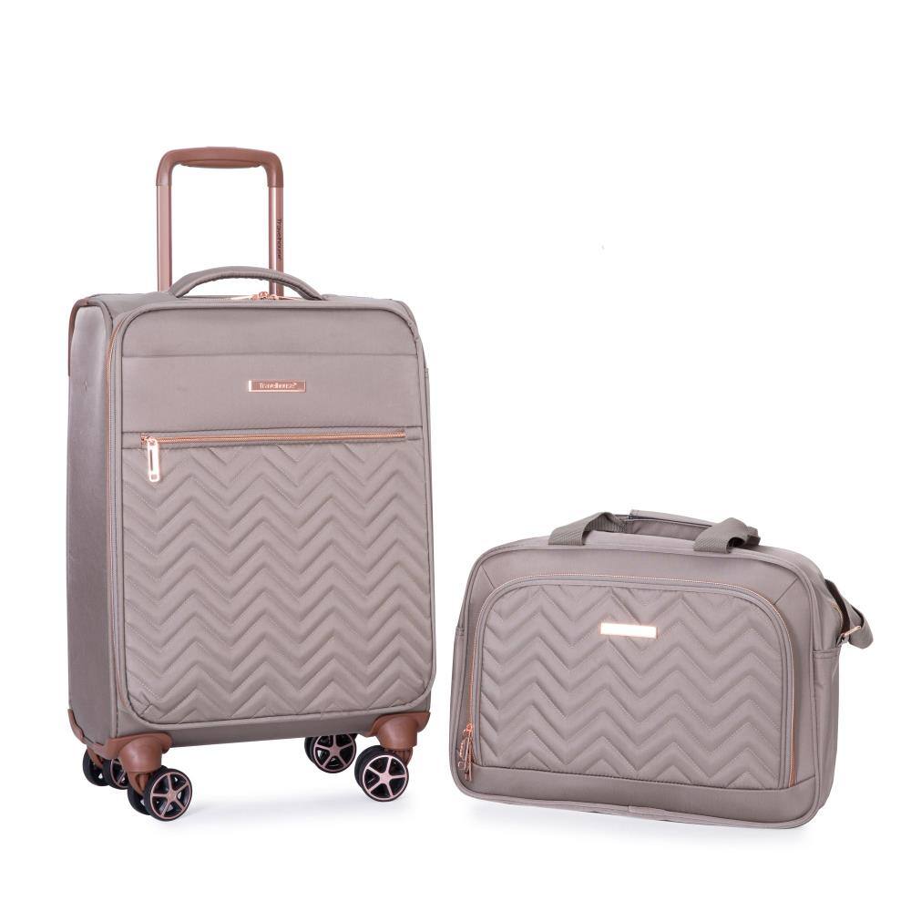 Back. BreeBe - Softshell Terylene Luggage Set with Spinner Wheels - 4-Piece (16/20/24/28) - Khaki.