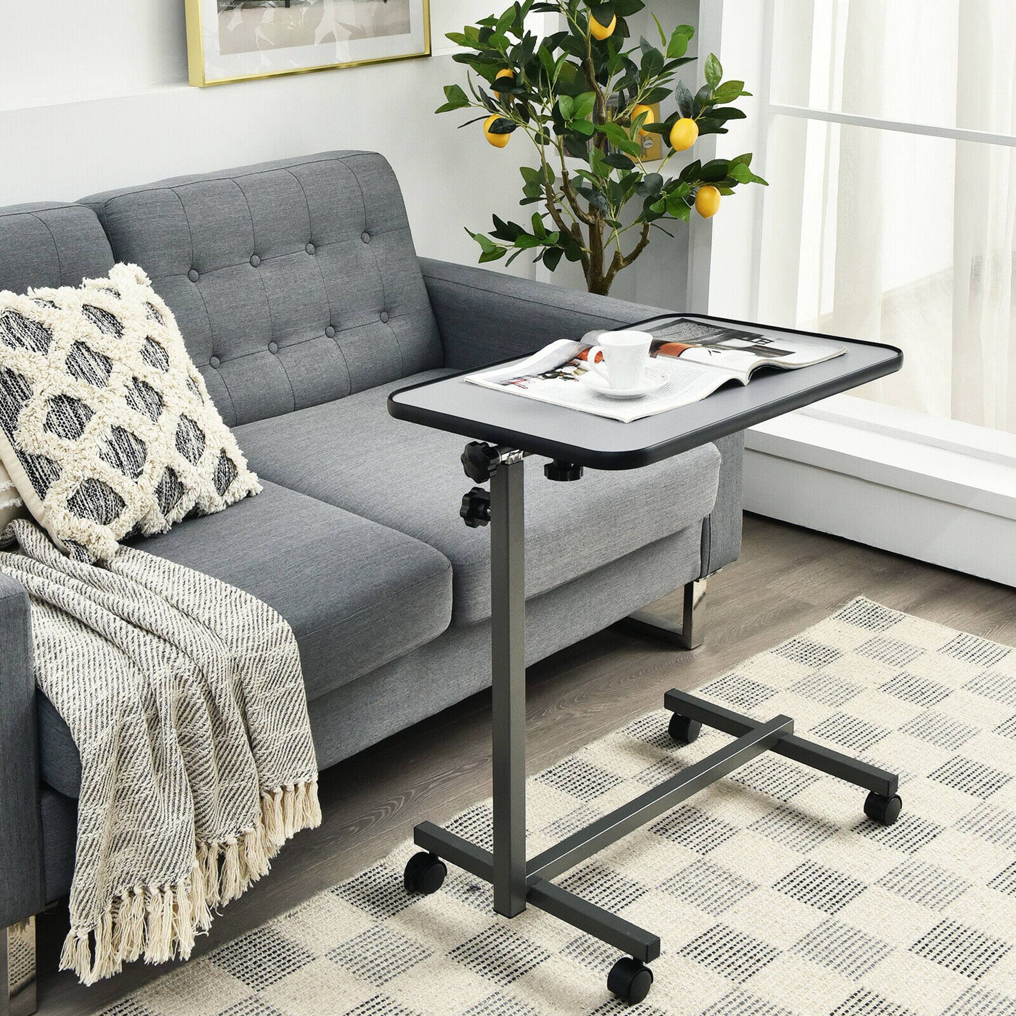 Alt View 1. Costway - Costway Overbed Rolling Table Over Bed Laptop Tray Tilting Top - Gray.