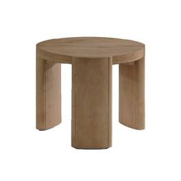 Manhattan Lane - Timore End Table, Round 20 Inch Oak Brown Wood Top, Plinth Base - Natural Oak Brown