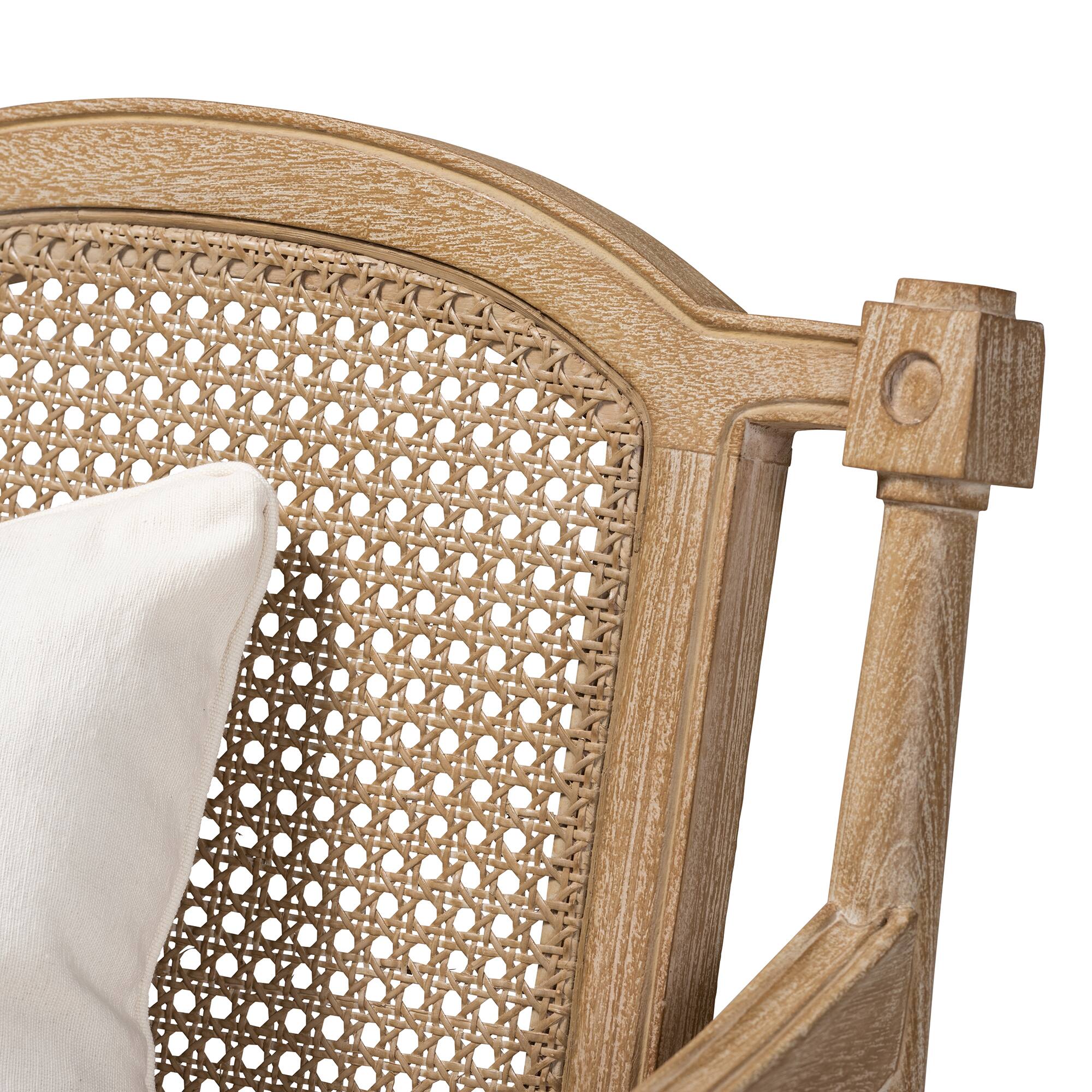 Alt View 1. Baxton Studio - Clemence French Provincial Ivory Fabric Upholstered Whitewashed Wood Armchair - Ivory/Oak.