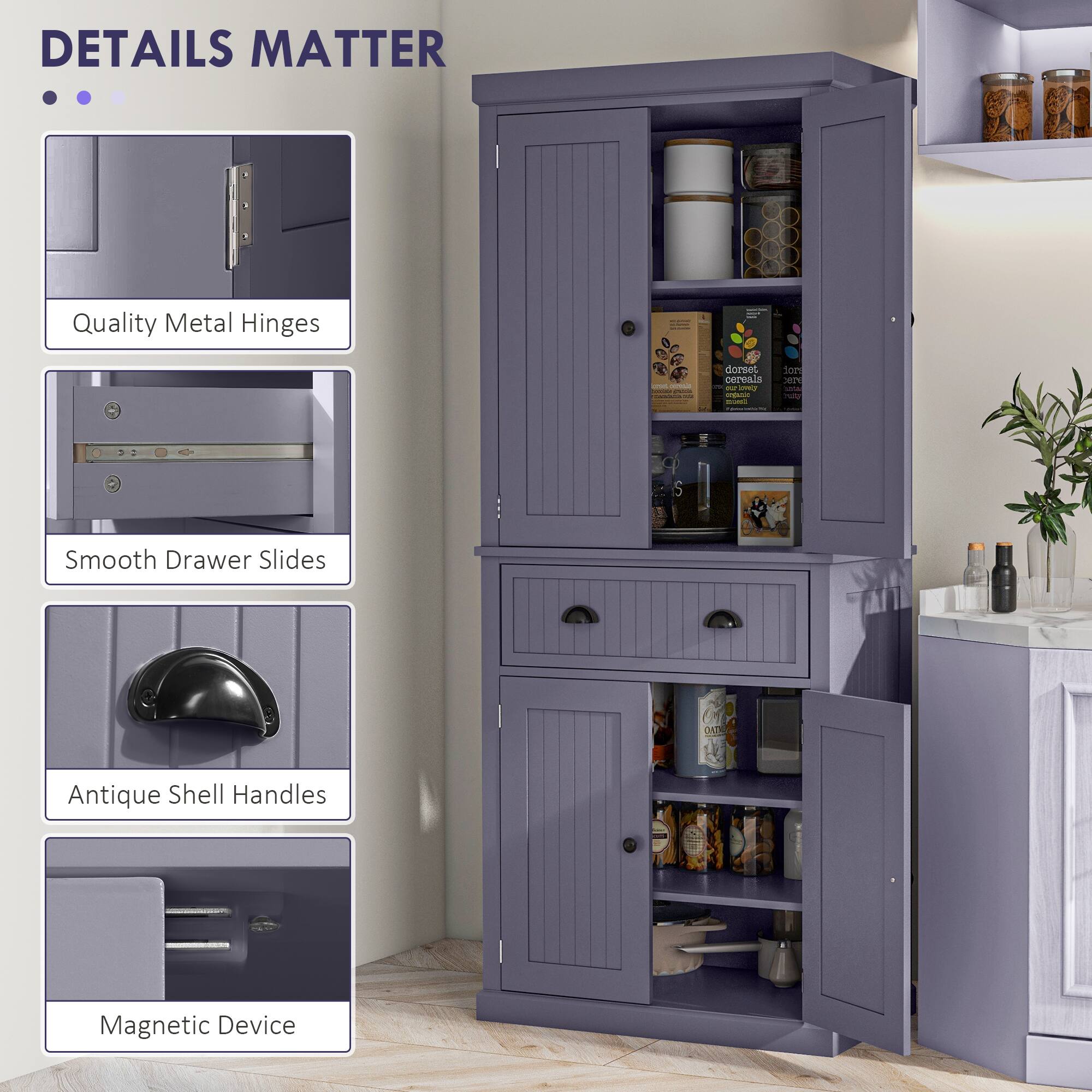 DETAILS MATTER

- Quality Metal Hinges
- Smooth Drawer Slides
- Antique Shell Handles
- Magnetic Device