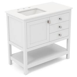 Gymax - Bathroom Vanity Unit w/ Basin w/ Extra Wide Granite Countertop Ceramic Sink - White
