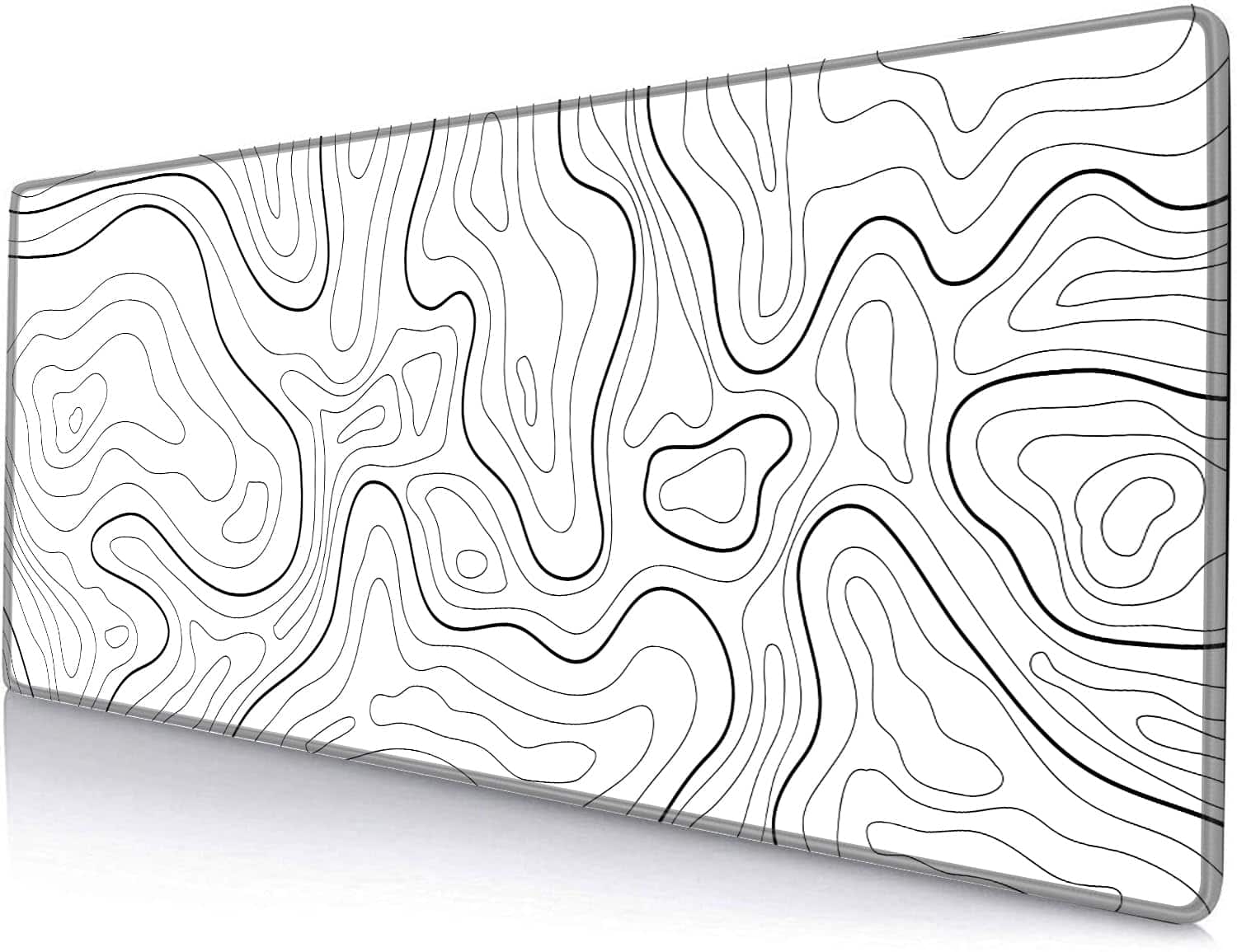 Fabibe - Large Gaming Mouse Pad Extended Xl Mousepad Non-slip Rubber Base Mat Desk For Work Game Office Home 31.5 X 11.8 In B - 06 White Topographic Map Lines