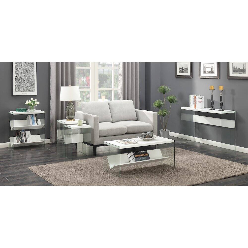 Back. Convenience Concepts - SoHo Glass Coffee Table with Shelf - White/Glass.