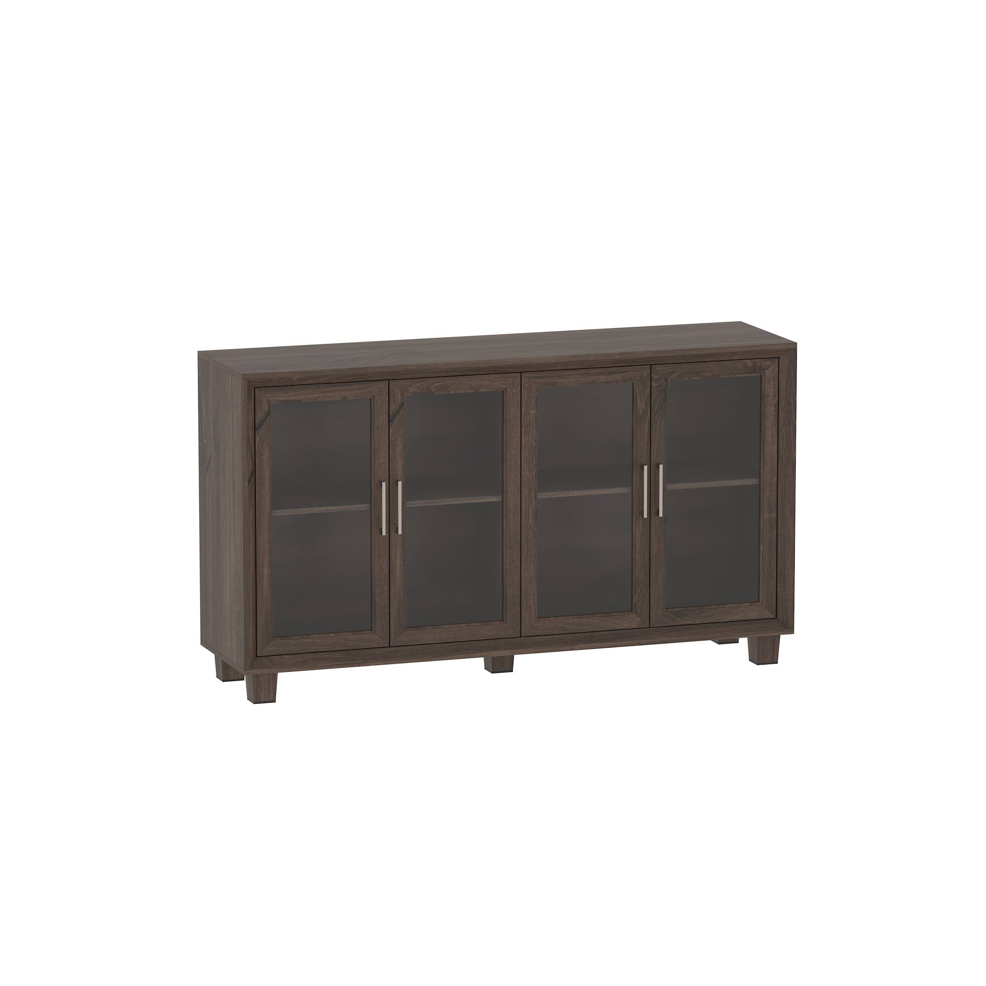 Angle. Famapy - Famapy Wooden Glass - Door Storage Cabinet: Multi - Scenario Elegance & Practicality - Brown.