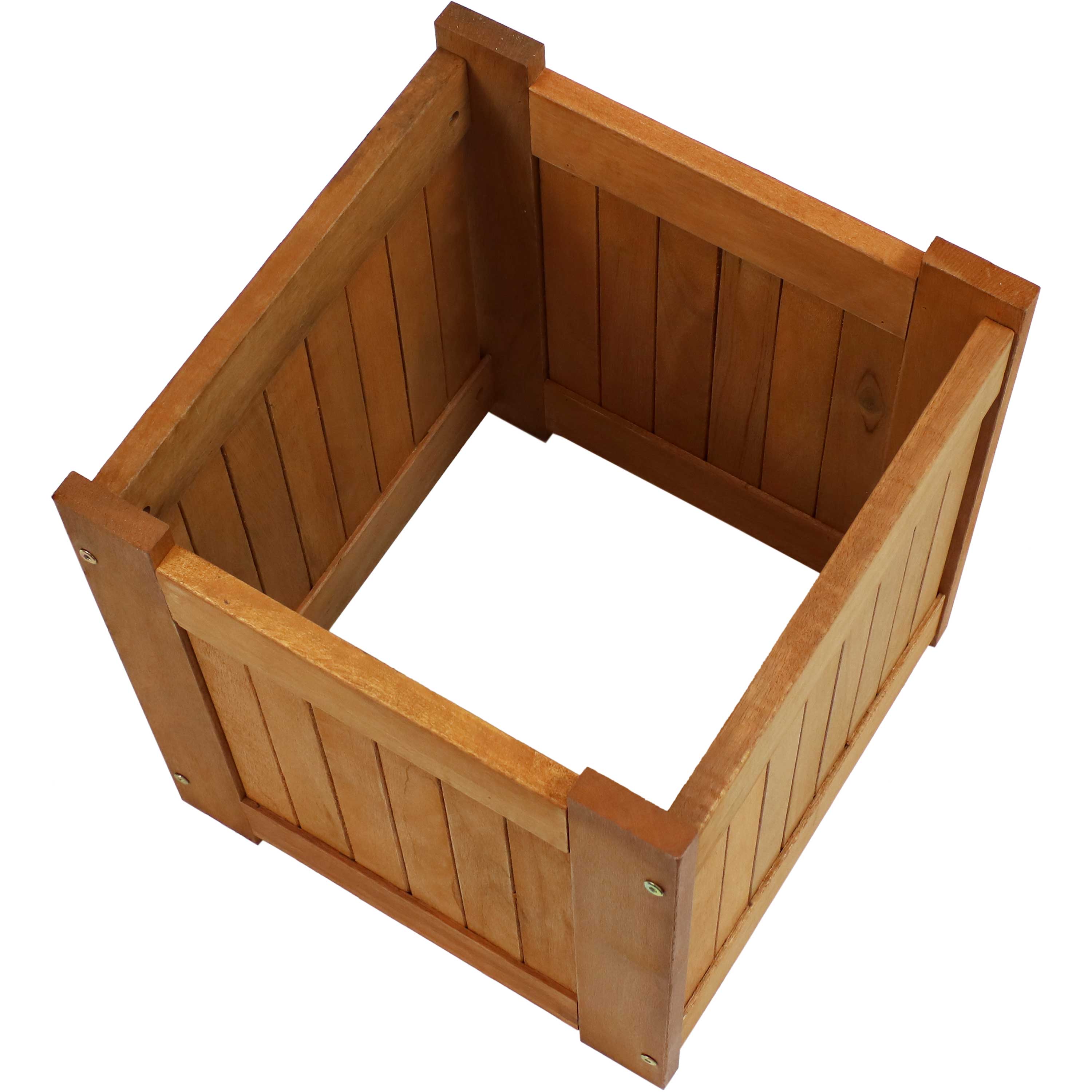 Alt View 8. Sunnydaze - Meranti Wood Decorative Square Planter Box - 16 in - Set of 2 - Brown.
