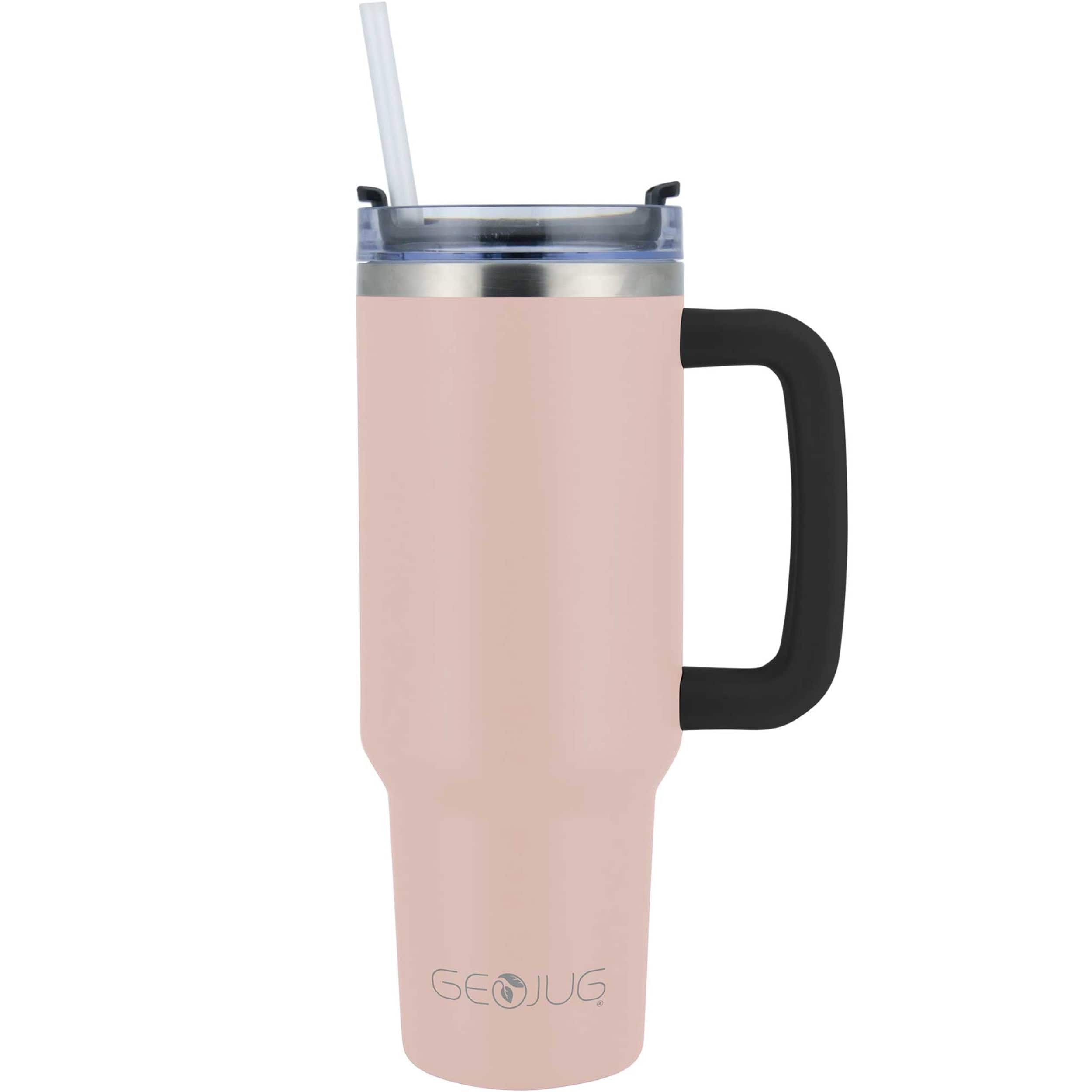 Brentwood - GEOJUG 40oz Insulated Stainless Steel Tumbler Cup with Handle - Pink