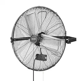 VEVOR - Wall Mount Fan, 24 in Wall Mounted Hanging Fan, 3-Speed, Long Airflow Distance, Adjustable Rotation Angle - Black