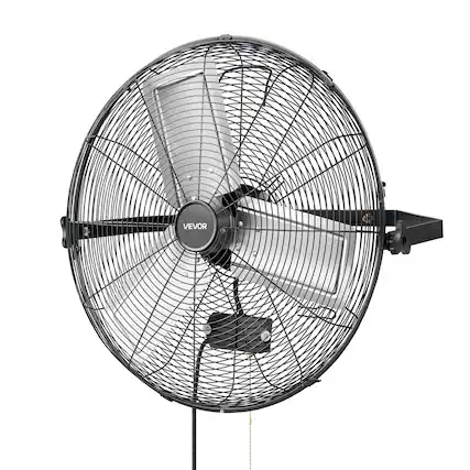 Front. VEVOR - Wall Mount Fan, 24 in Wall Mounted Hanging Fan, 3-Speed, Long Airflow Distance, Adjustable Rotation Angle - Black.