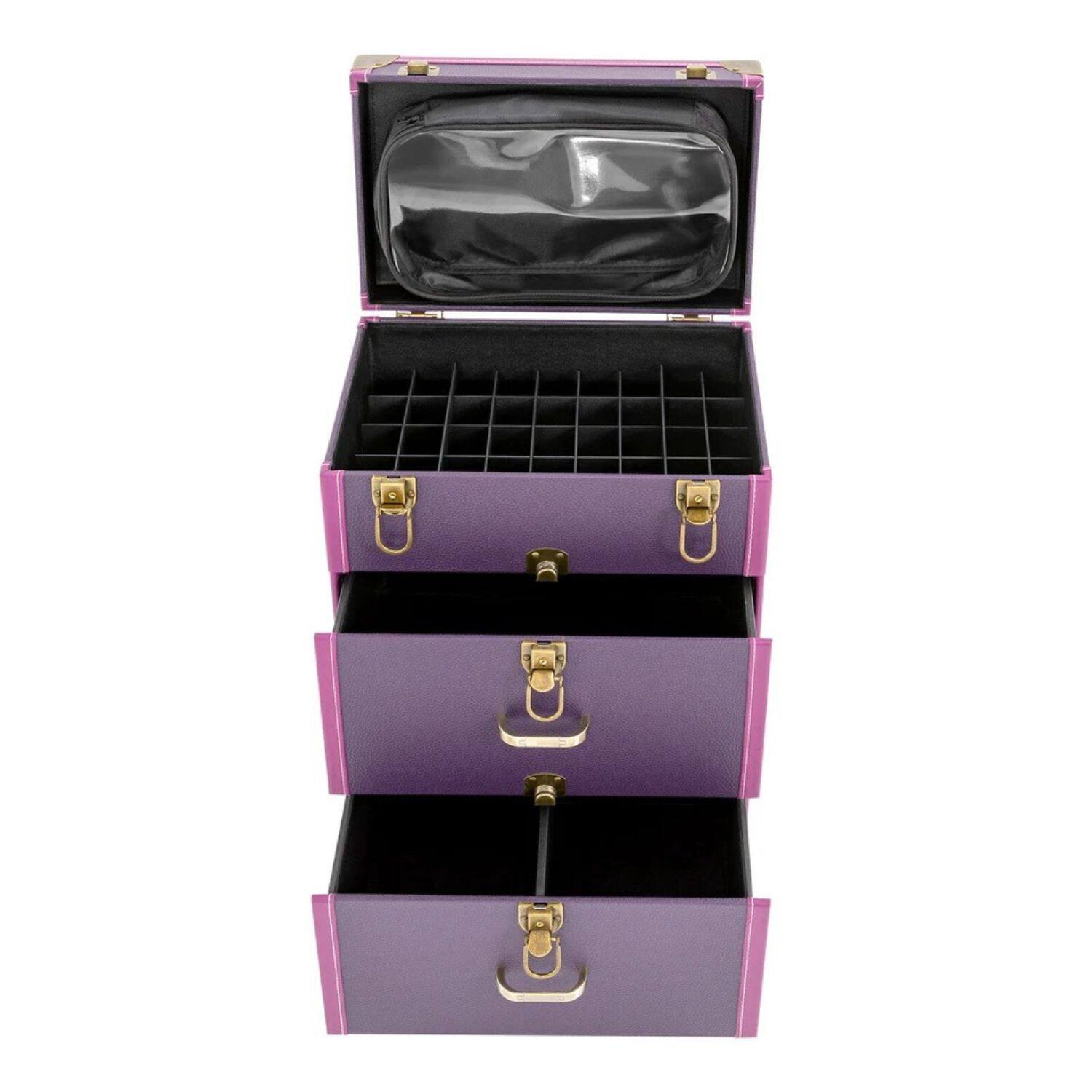 Left. Stock Preferred - Professional Rolling Makeup Train Case - Purple.