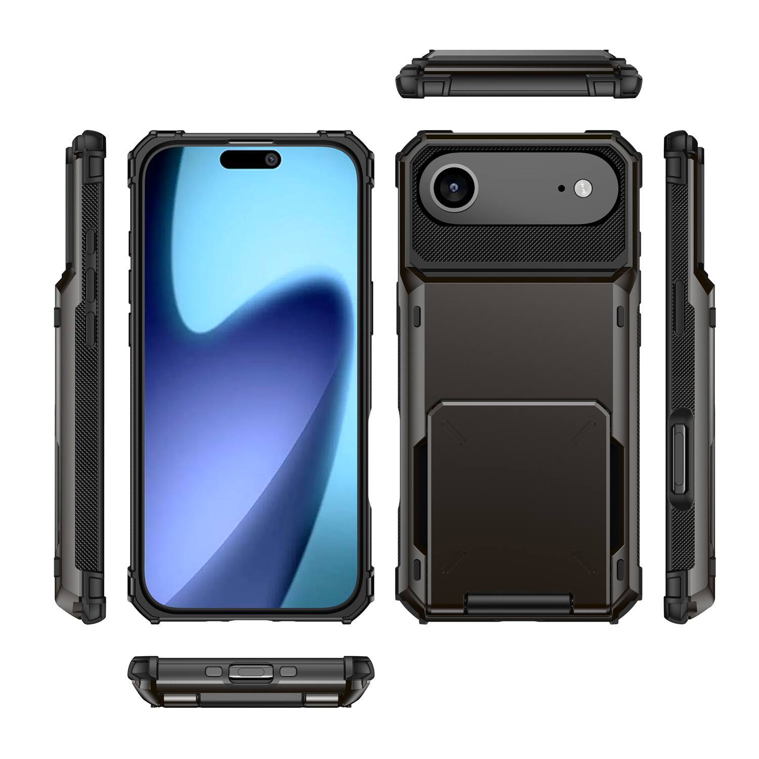 Alt View 5. Dteck - for Apple iPhone Air Dual Layer Protective Phone Case with Hidden 5-Card Holder Wallet Slot Flip Open Back Cover - Green.