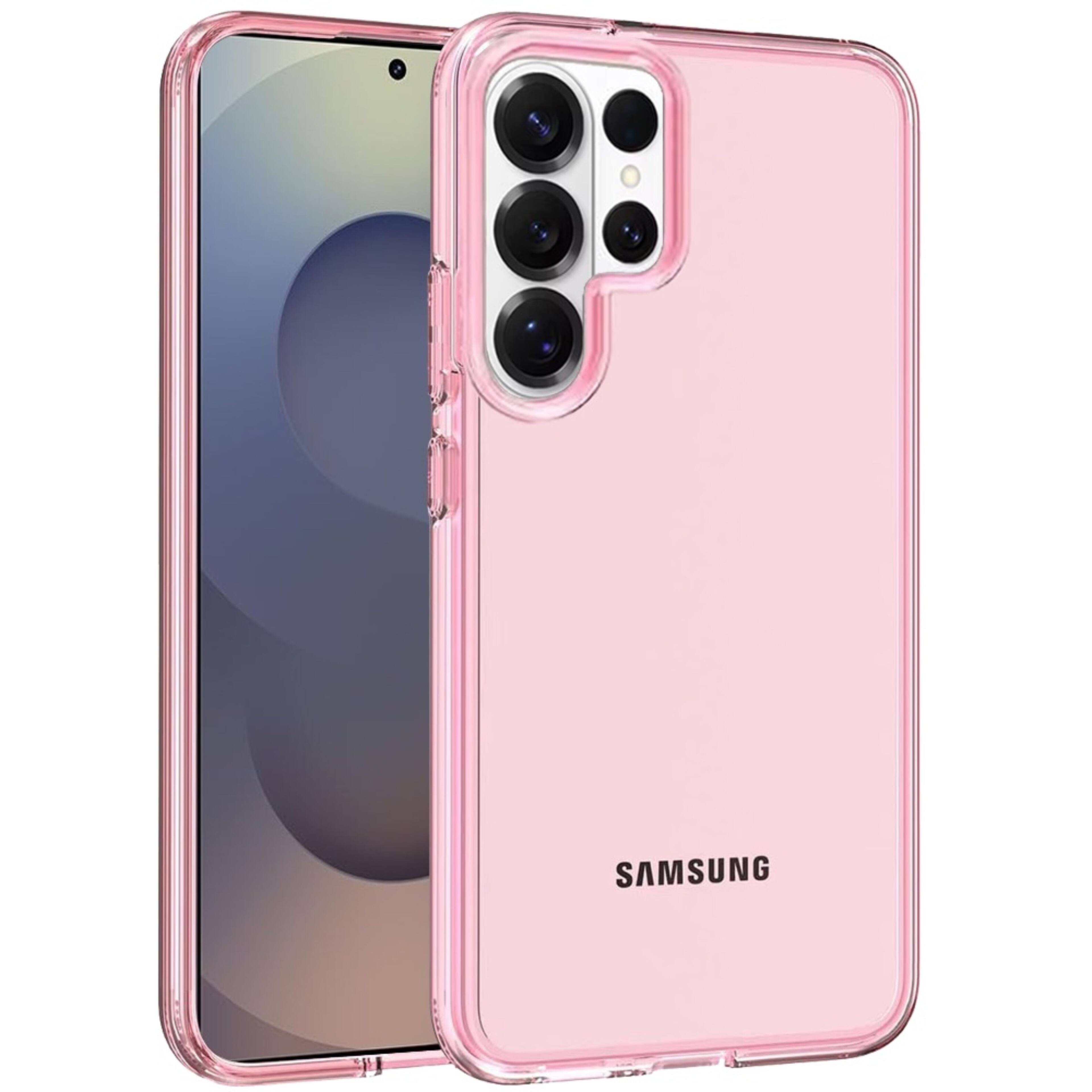 Angle. Kitcheniva - Sturdy Ultra Thick 3mm Translucent Plus Tempered Glass For Samsung S26 Ultra Pink - Pink.