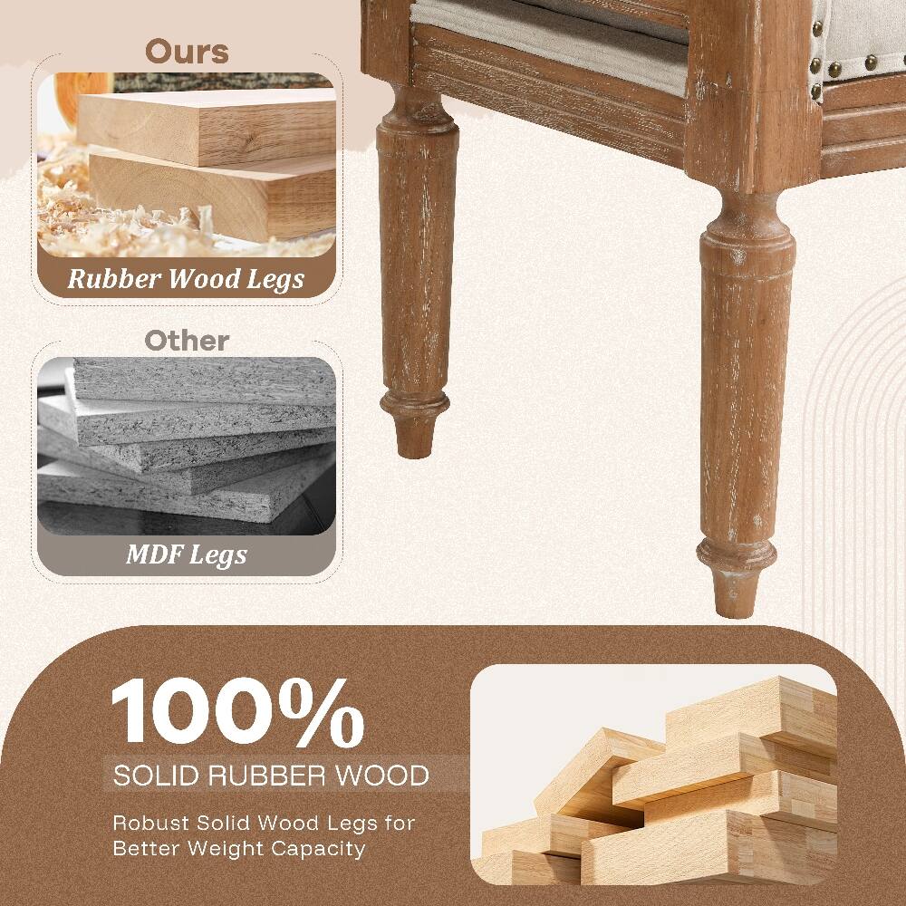 Ours  
Rubber Wood Legs  
Other  
MDF Legs  
100% SOLID RUBBER WOOD  
Robust Solid Wood Legs for Better Weight Capacity