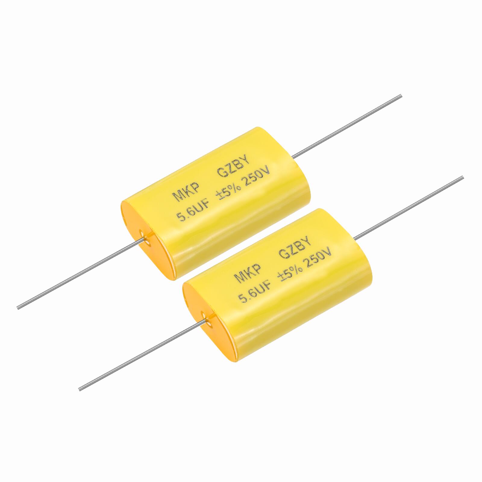 Unique Bargains - 2pcs 5.6uF Frequency Divider Capacitor, 250V Audio Speaker Crossover Non-Polarity Polypropylene MKP Film Capacitor - Yellow price history on PriceWatchPro