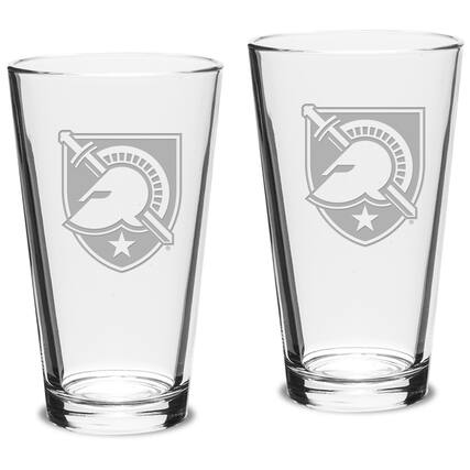 Front. Jardine - Army Black Knights 16oz. 2-Piece Classic Pub Glass Set - Multicolor.
