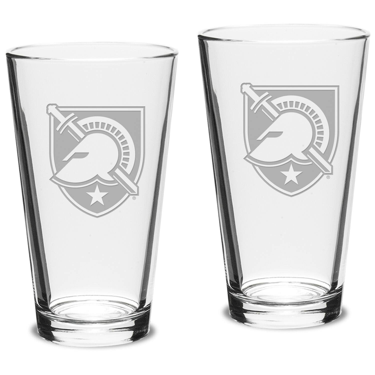 Front. Jardine - Army Black Knights 16oz. 2-Piece Classic Pub Glass Set - Multicolor.