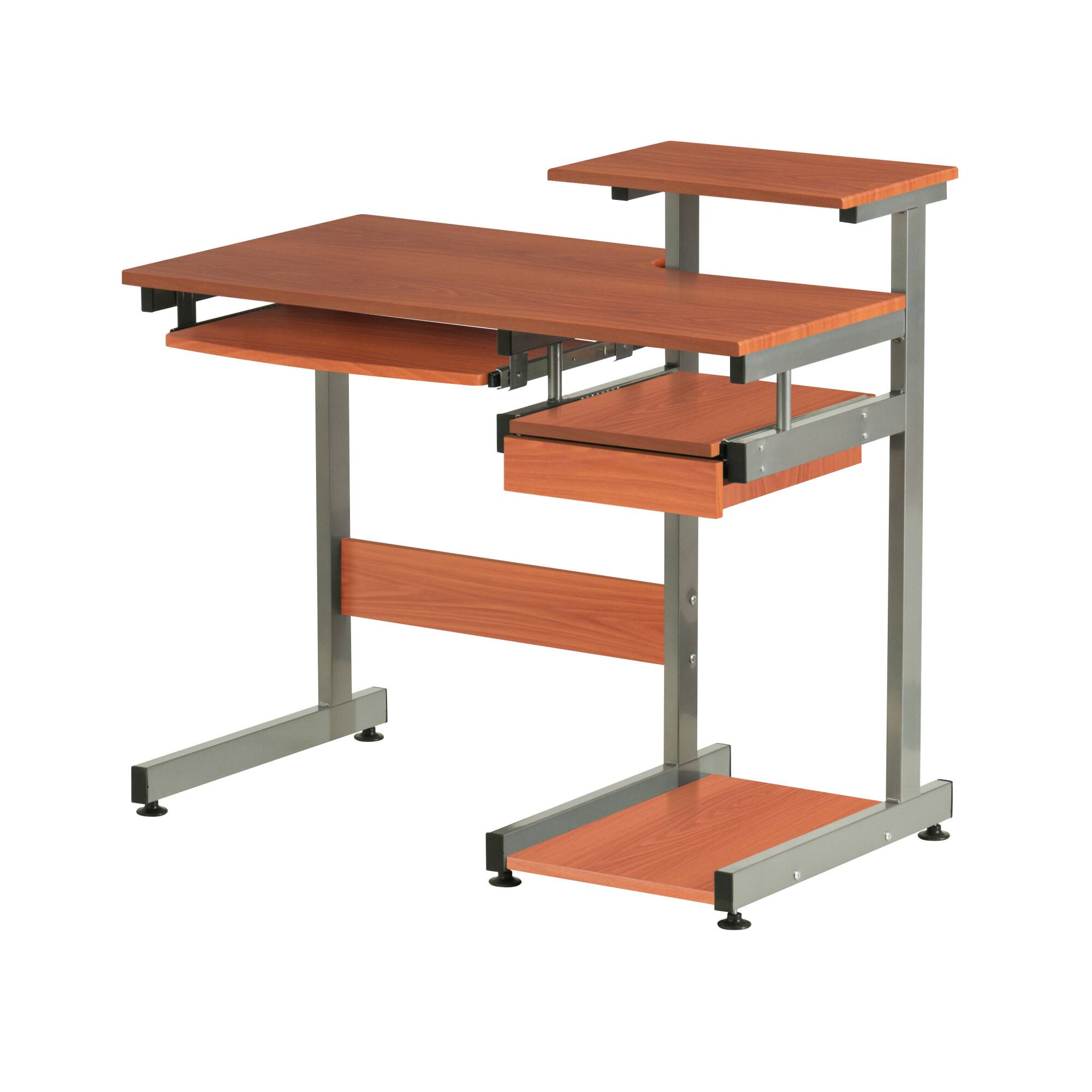 Alt View 4. GOODSILO - Complete Computer Workstation Desk with Keyboard Shelf and Utility Drawer - Brown.