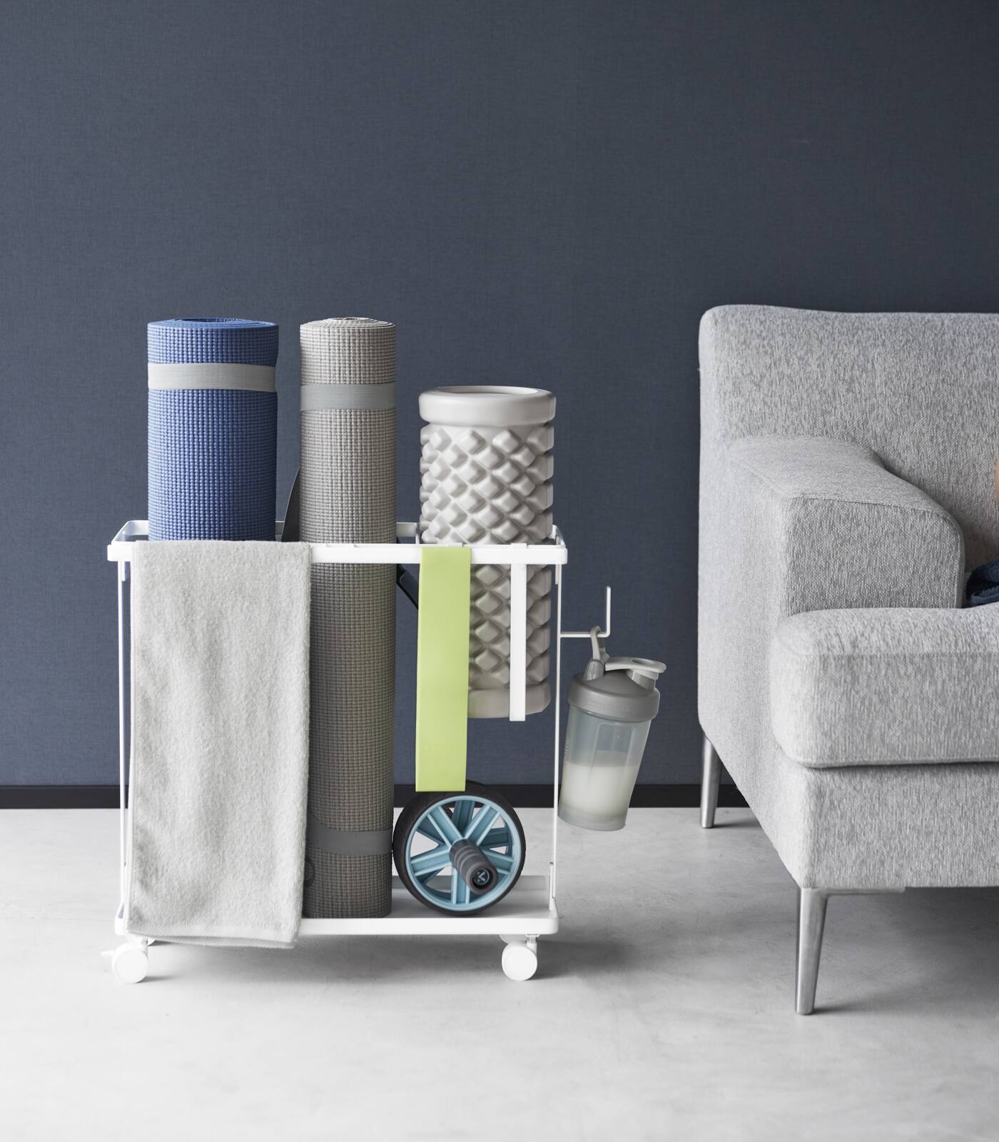 Left. Yamazaki Home - Fitness Equipment Storage Cart - 1989.