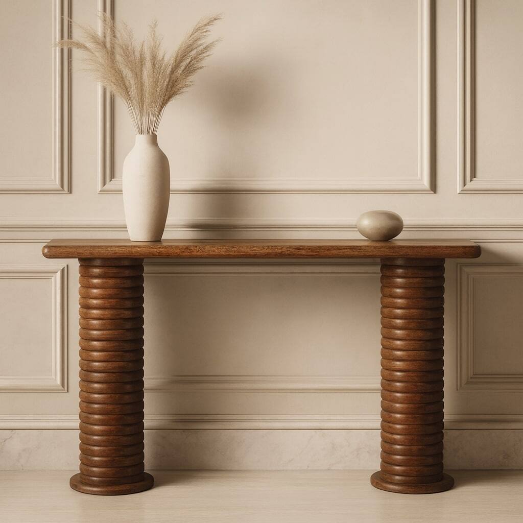 Alt View 5. Artisan Furniture - Artisan Furniture Solid WoodSculpted Leg Console - Brown.