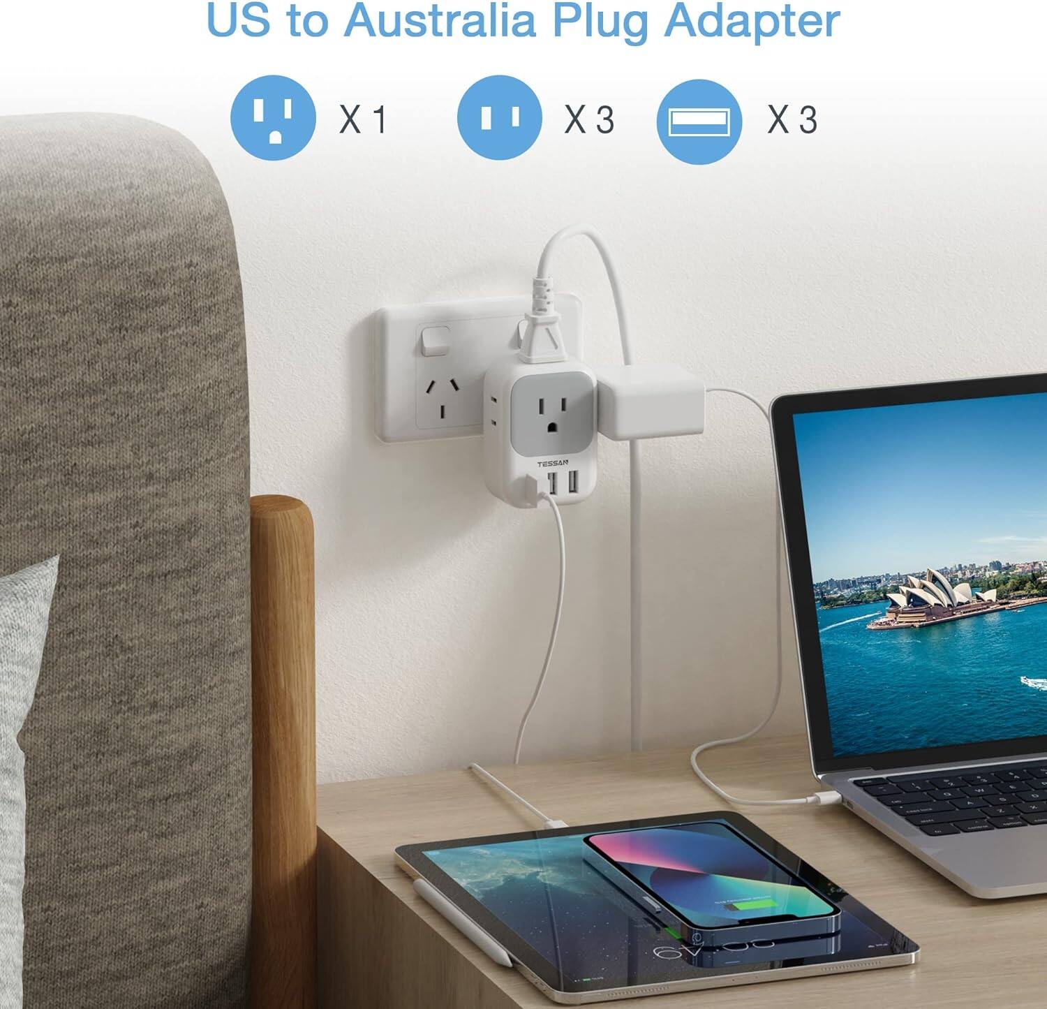 US to Australia Plug Adapter  
X 1  
X 3  
X 3