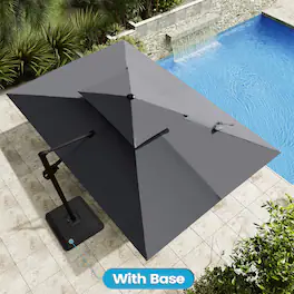 Crestlive Products - 11-ft Aluminum Slide-tilt Cantilever Patio Umbrella with Base - Dark Gray