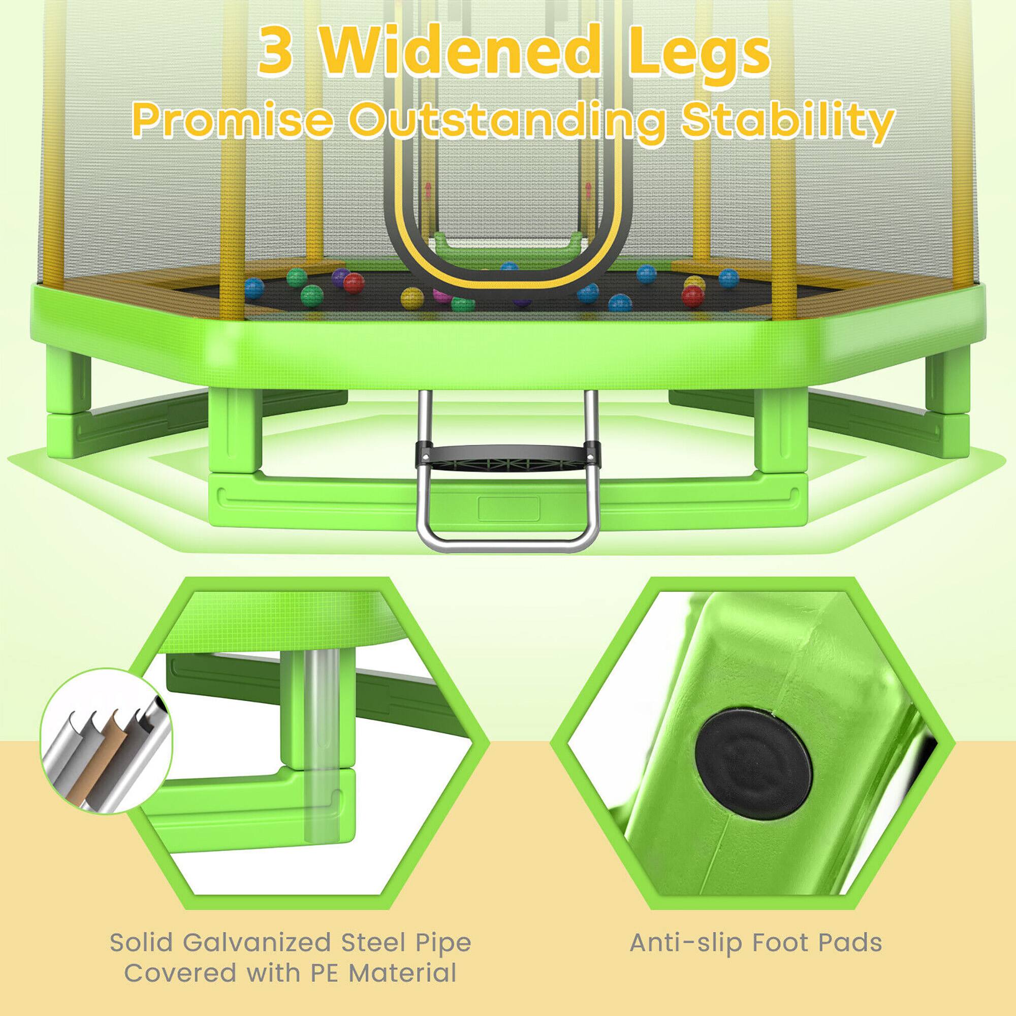 3 Widened Legs Promise Outstanding Stability  
Solid Galvanized Steel Pipe Covered with PE Material  
Anti-slip Foot Pads