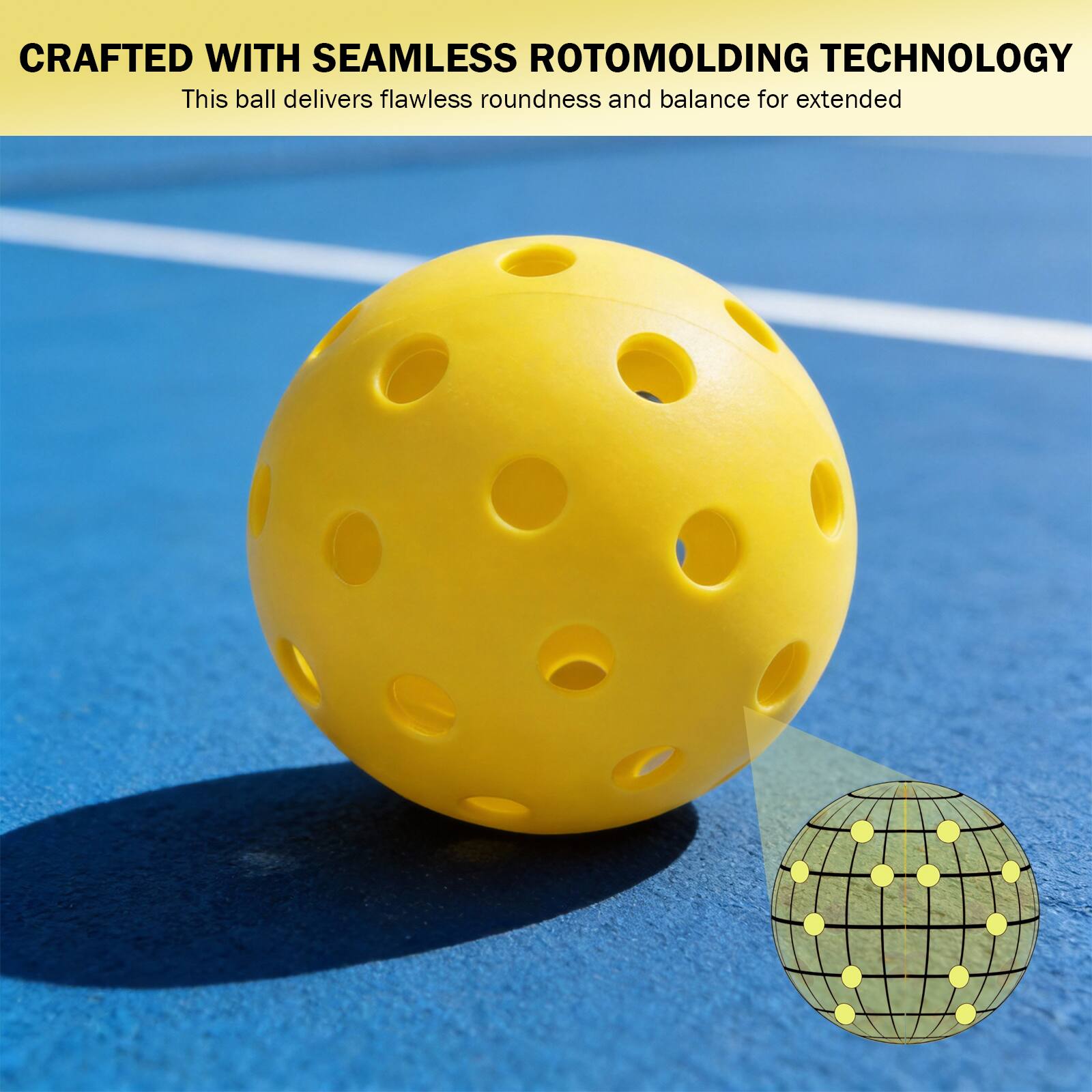 CRAFTED WITH SEAMLESS ROTOMOLDING TECHNOLOGY  
This ball delivers flawless roundness and balance for extended use.