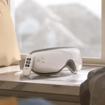 Front. Renpho - Eyeris Smart Eye Massager with App Control, Heat & Wireless Music for Dry Eyes, Head Tension, Gifts for Women Men - White.