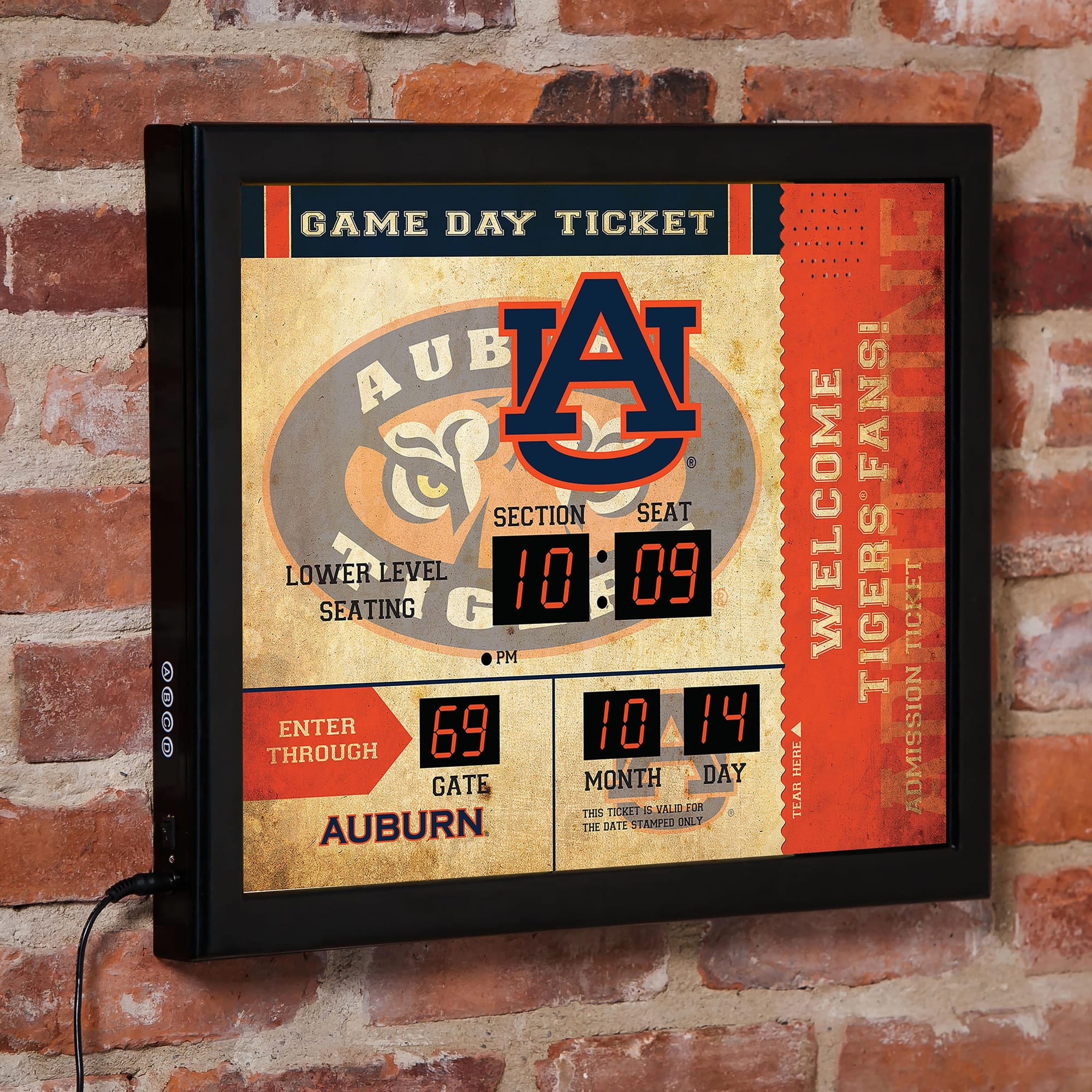 Evergreen Enterprises - Auburn Tigers 15" x 19" Bluetooth Scoreboard Wall Clock - Brown