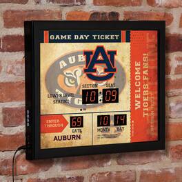 Evergreen Enterprises - Auburn Tigers 15" x 19" Bluetooth Scoreboard Wall Clock - Brown