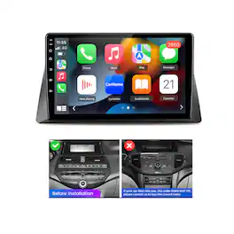 Junsun - For Honda Accord 2008-2012 10" 8 Core 4+64GB Android 15 carplay Car Stereo Radio GPS Navi WIFI RDS SWC Bluetooth FM - Black