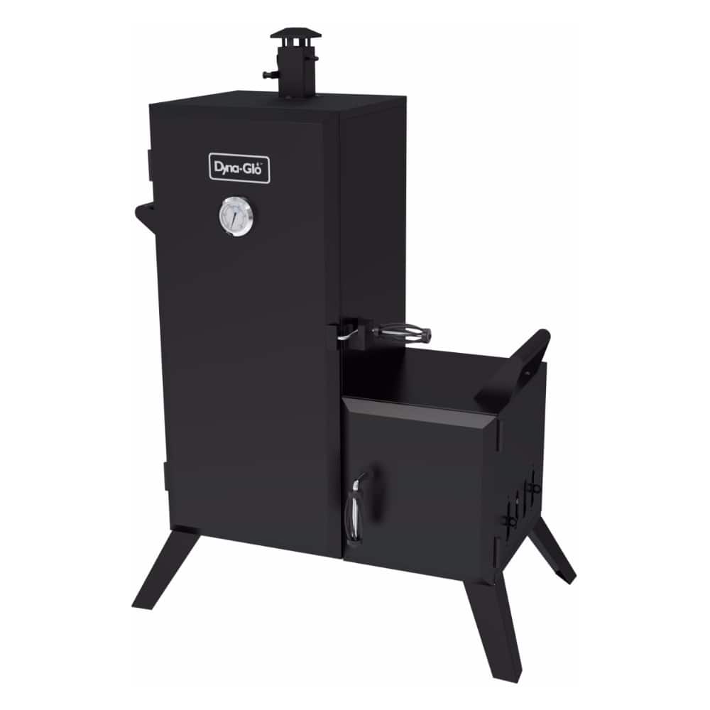 Front. Dyna-Glo - Vertical Offset Charcoal Smoker - Black.