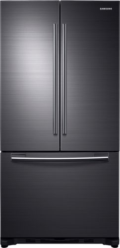 Samsung - 18 Cu.Ft. French Door Counter-Depth  Fingerprint Resistant Refrigerator - Black stainless steel