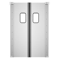 Front. Koolmore - Commercial Double Aluminum Swinging Traffic Door with 9 In. x 14 In. Window - 60 In. x 84 In. Door Opening (KM-SWD30X2) - Silver.