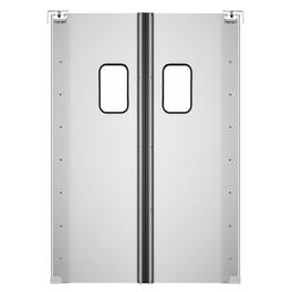 Koolmore - Commercial Double Aluminum Swinging Traffic Door with 9 In. x 14 In. Window - 60 In. x 84 In. Door Opening (KM-SWD30X2) - Silver