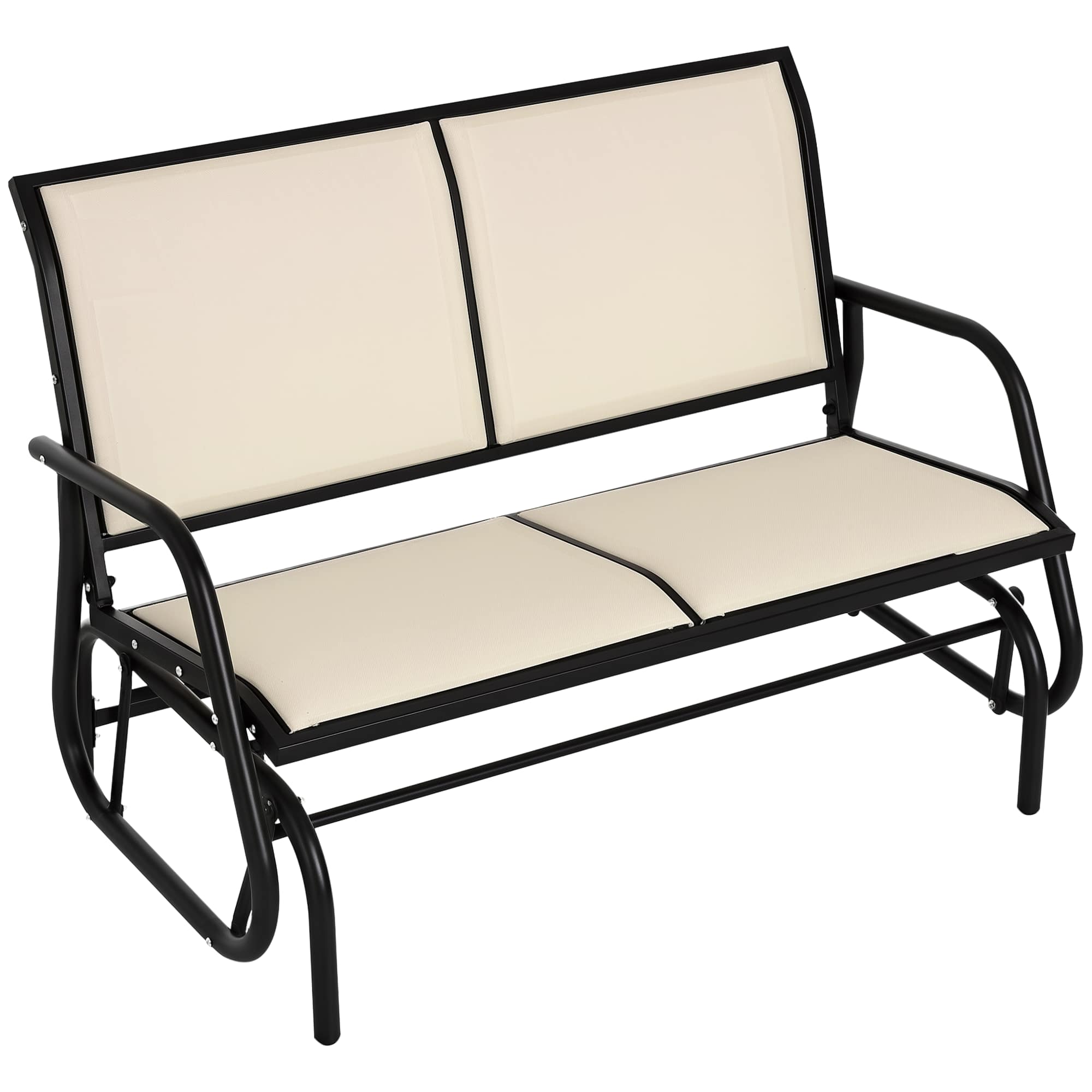 Outsunny - 2-Person Outdoor Glider Bench, Patio Double Swing Rocking Chair Loveseat w/Powder Coated Steel Frame - Beige/Dark Grey