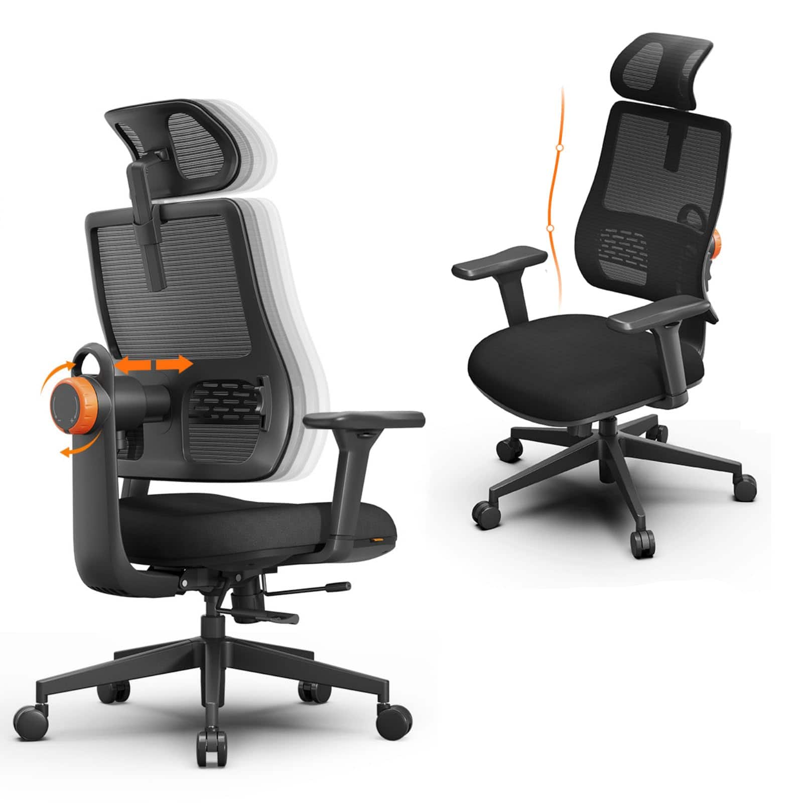 Newtral - Ergonomic Chair With Adaptive Lumbar Support, Auto-Following Mesh Backrest, 3D Armrests & Height-Adjustable Backrest - Black