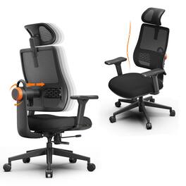 Newtral - Ergonomic Chair With Adaptive Lumbar Support, Auto-Following Mesh Backrest, 3D Armrests & Height-Adjustable Backrest - Black