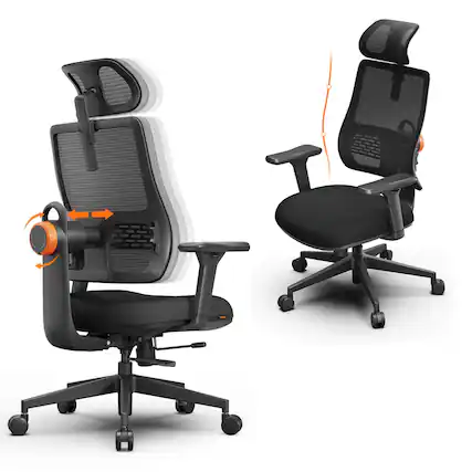 Front. Newtral - Ergonomic Chair With Adaptive Lumbar Support, Auto-Following Mesh Backrest, 3D Armrests & Height-Adjustable Backrest - Black.