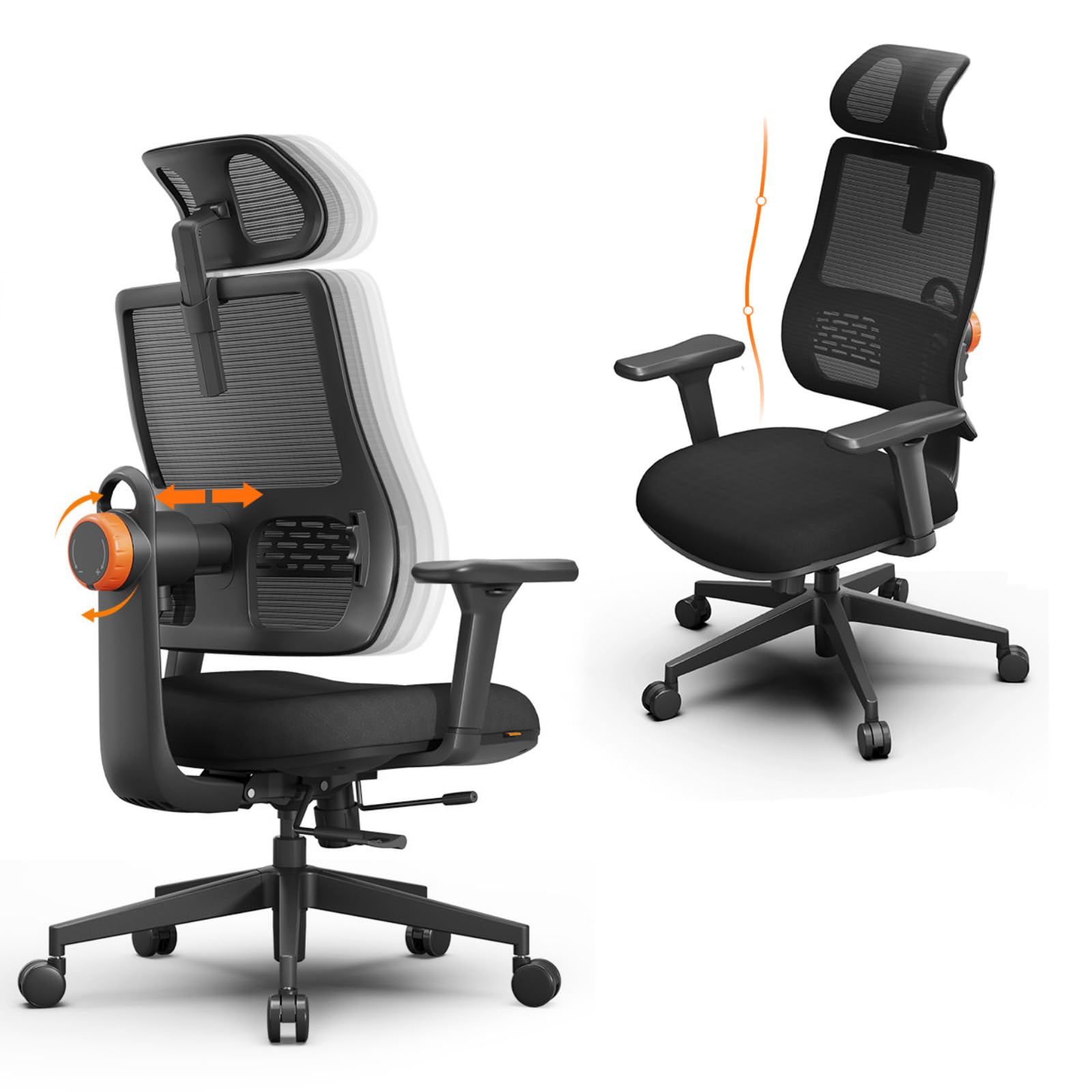 Front. Newtral - Ergonomic Chair With Adaptive Lumbar Support, Auto-Following Mesh Backrest, 3D Armrests & Height-Adjustable Backrest - Black.