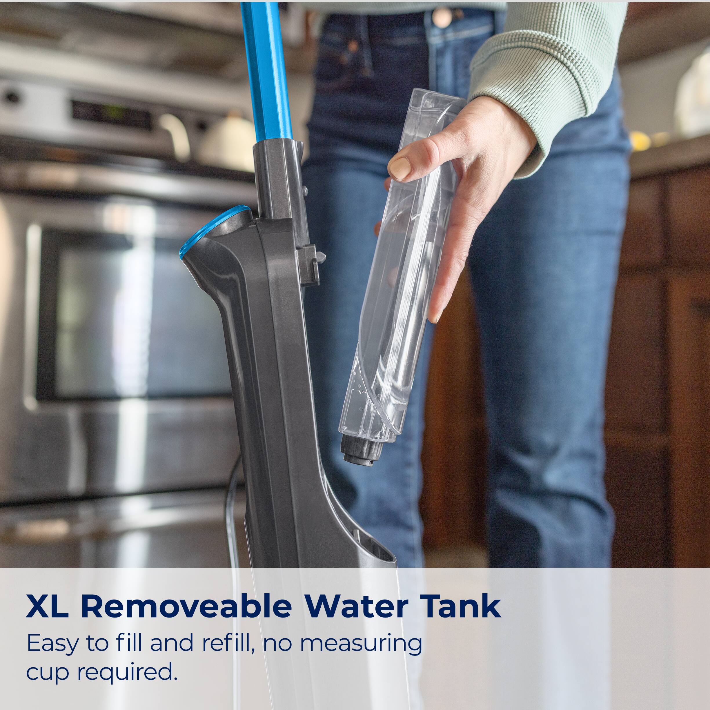 XL Removable Water Tank: Easy to fill and refill, no measuring cup required.