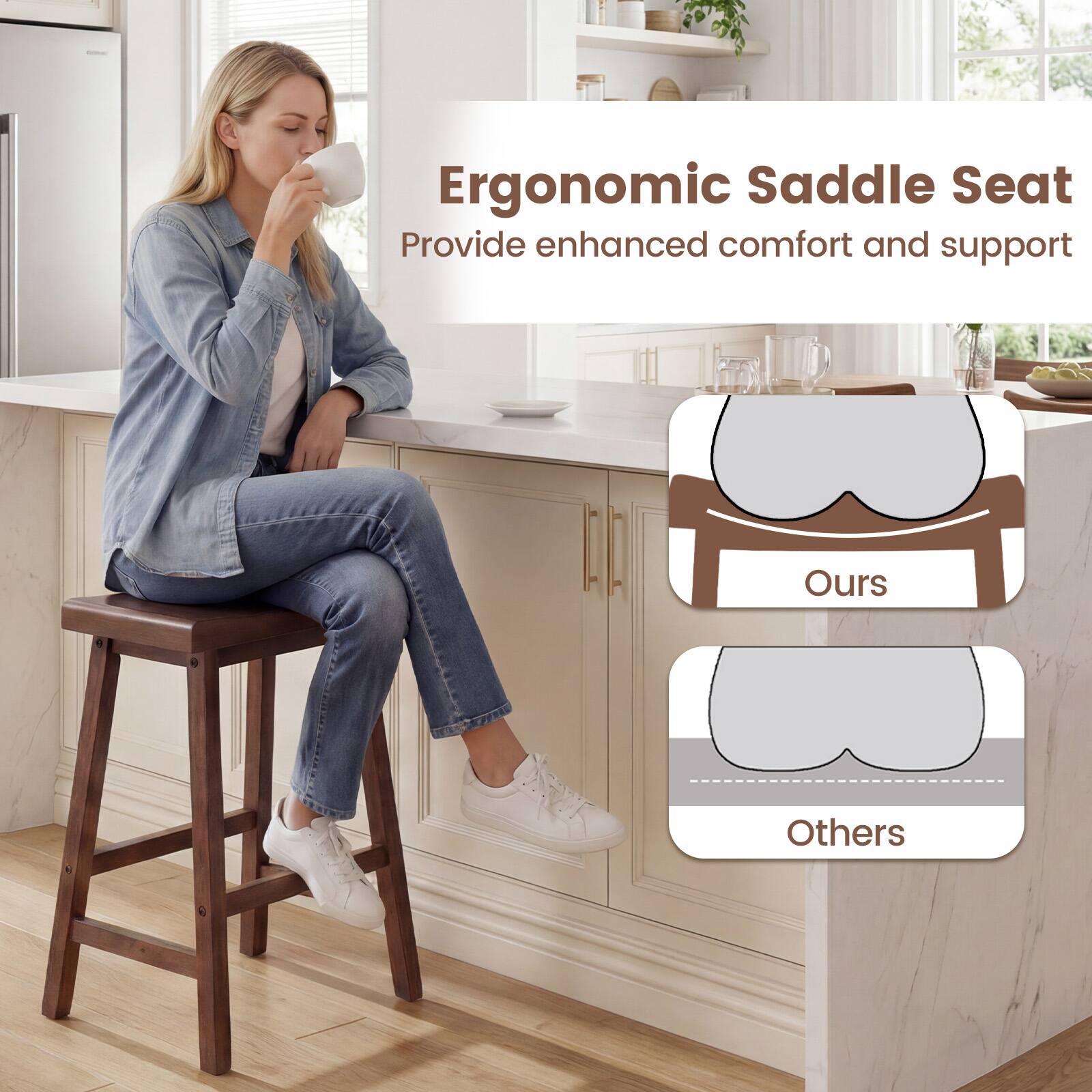 Ergonomic Saddle Seat  
Provide enhanced comfort and support  

Ours  
Others