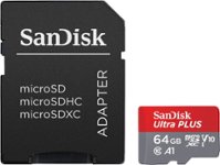 Front. SanDisk - Ultra PLUS 64GB microSDXC UHS-I Memory Card - Red/Gray.