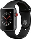 Angle Zoom. Geek Squad Certified Refurbished Apple Watch Series 3 (GPS + Cellular) 42mm with Black Sport Band - Space Gray Aluminum.
