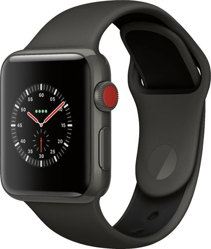 Geek Squad Certified Refurbished Apple Watch Edition (GPS + Cellular) 38mm with Gray/Black Sport Band - Gray Ceramic